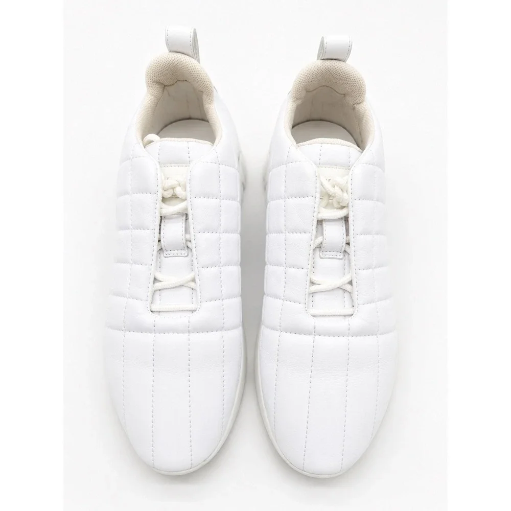 BURBERRY‎ White Women's QuiltedCheck Leather Low Top Sneakers 37.5 US 7.5